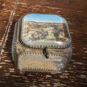 Antique french beveled glass trinket / jewelry box. Flaws